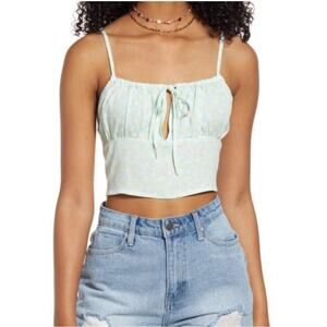 BP Tie Detail Crop Camisole In Teal- Ivory Allison Floral, S, NWT